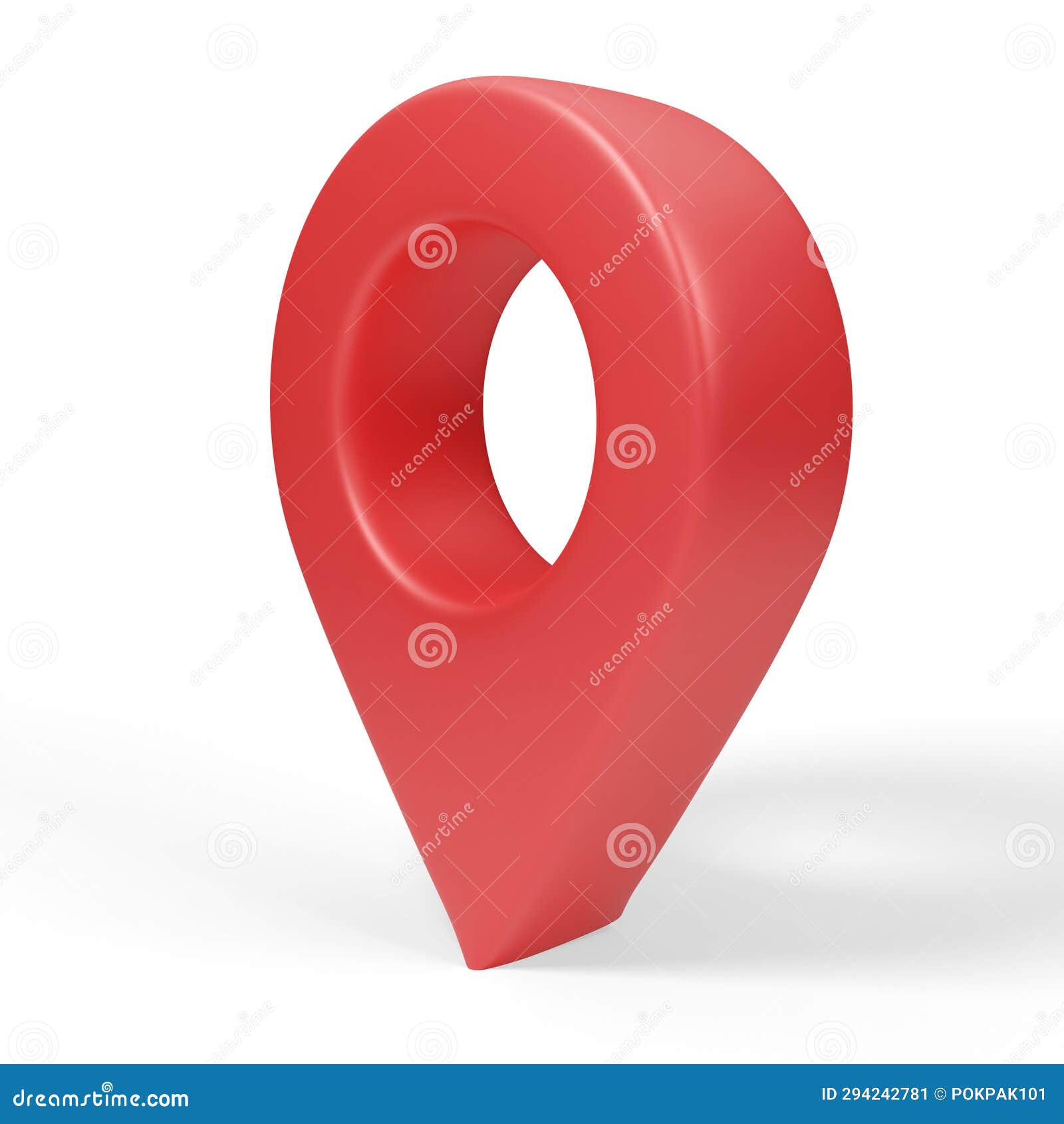 3D Render Red Pin Map Location Pointer Icon Stock Illustration
