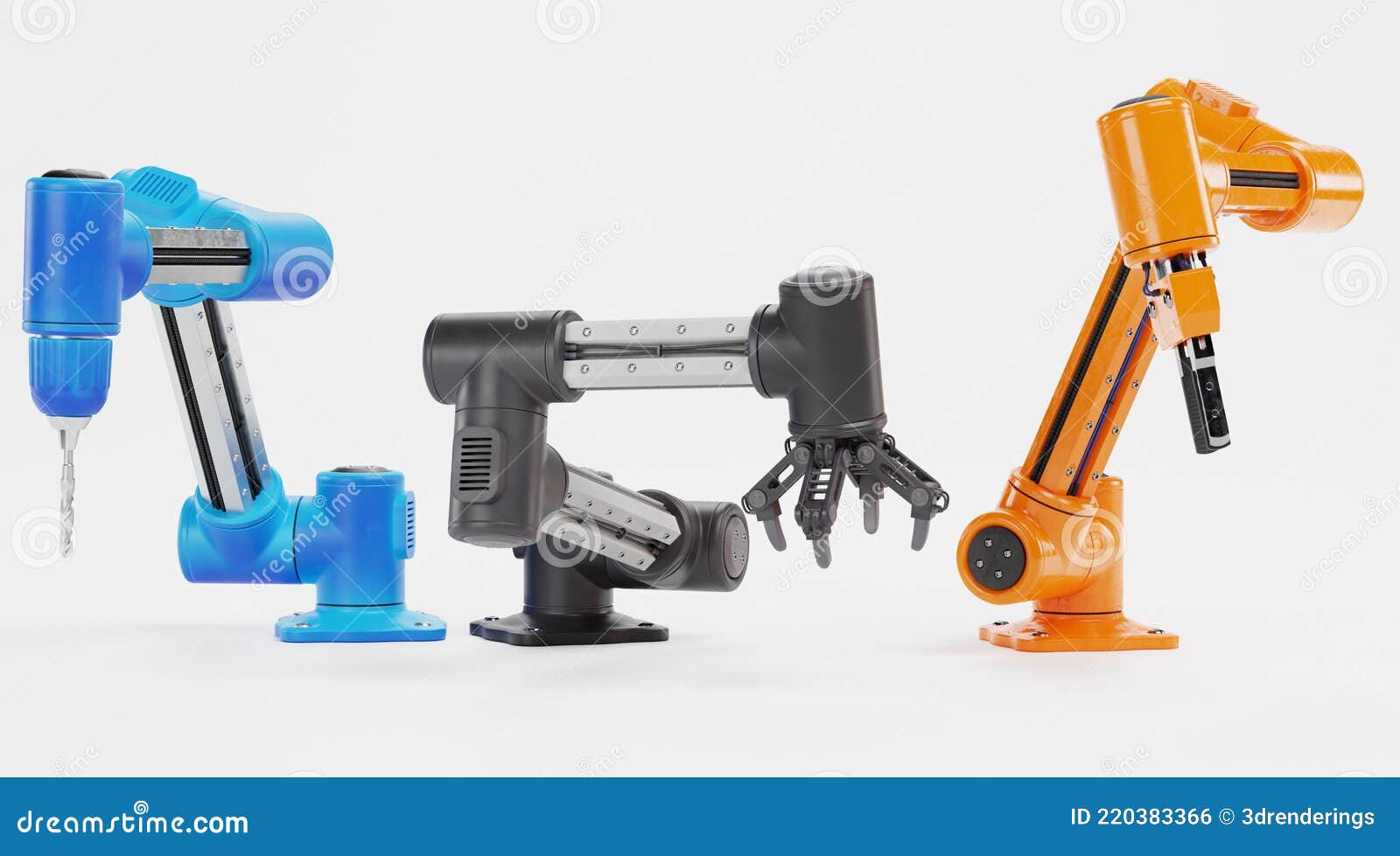 3D Render of Robotic Arms stock illustration. Illustration of rust
