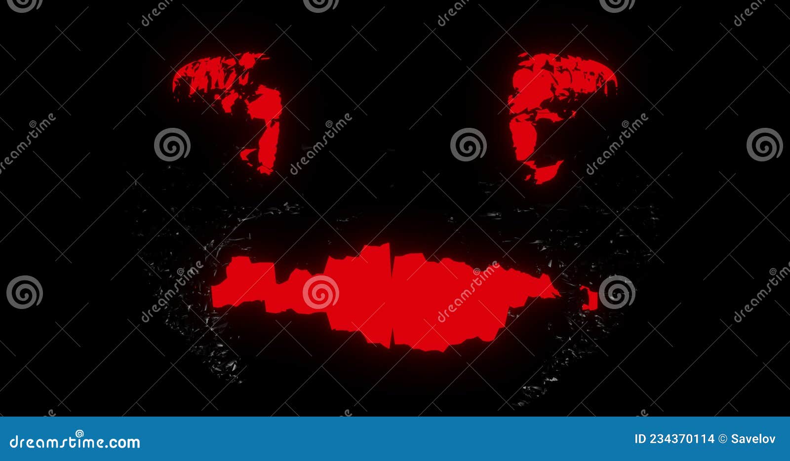 Render with a Scary Red Glowing Face Stock Illustration Illustration
