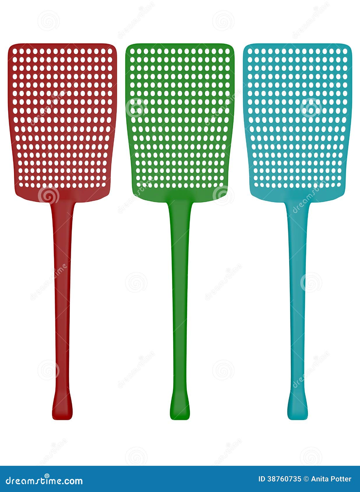3d Render of a Set of Fly Swatters Stock Illustration Illustration of