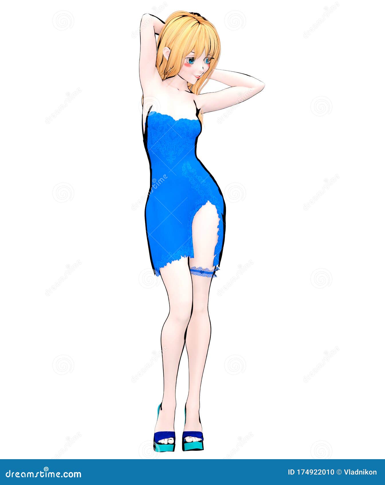 3D japanese anime girl stock illustration. Illustration of japanese -  174922010