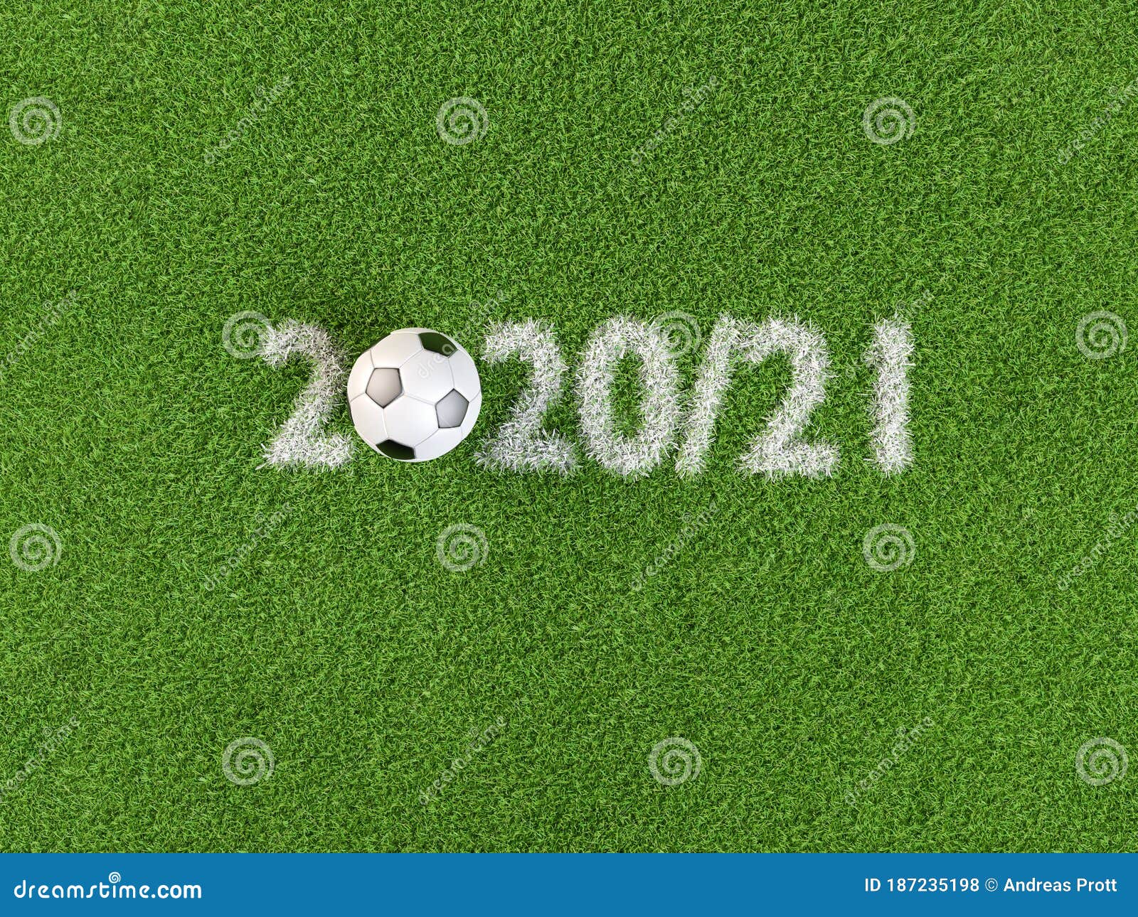 soccer ball within the dates 2020/2021. concept for the soccer / football season 2020/2021
