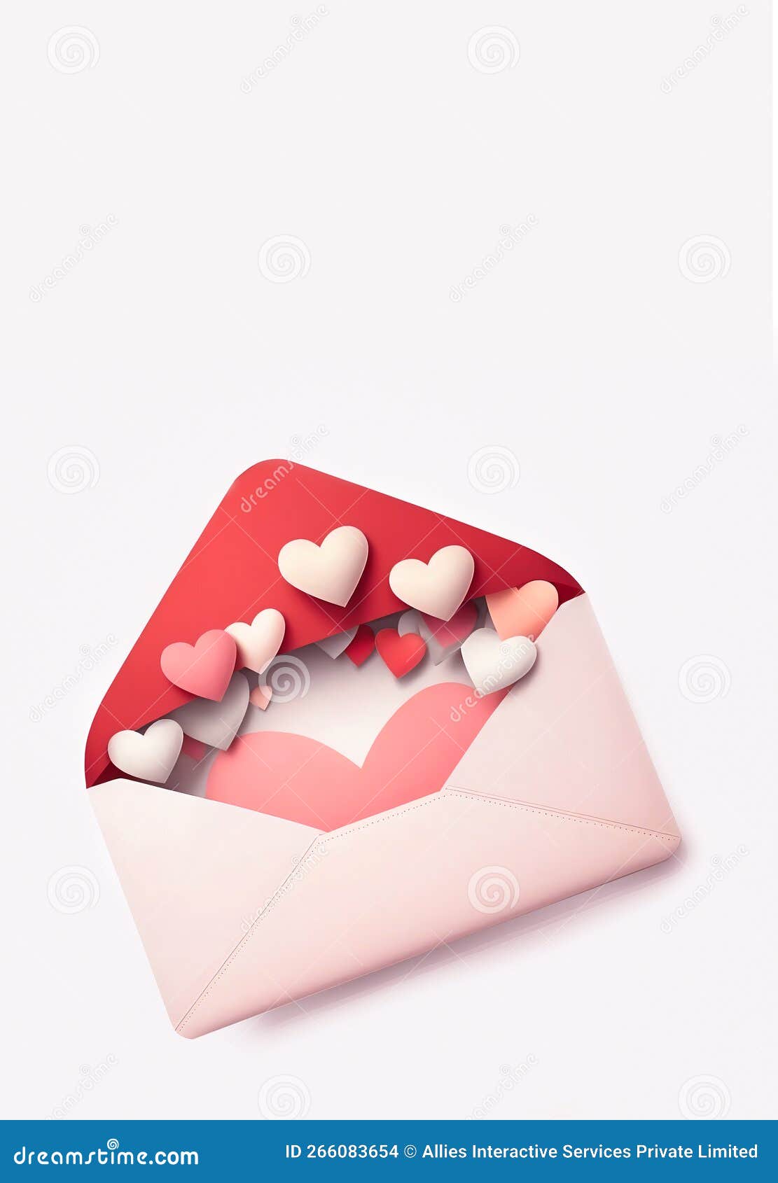 3D Render, Soft Color Paper Hearts Inside Stock Illustration