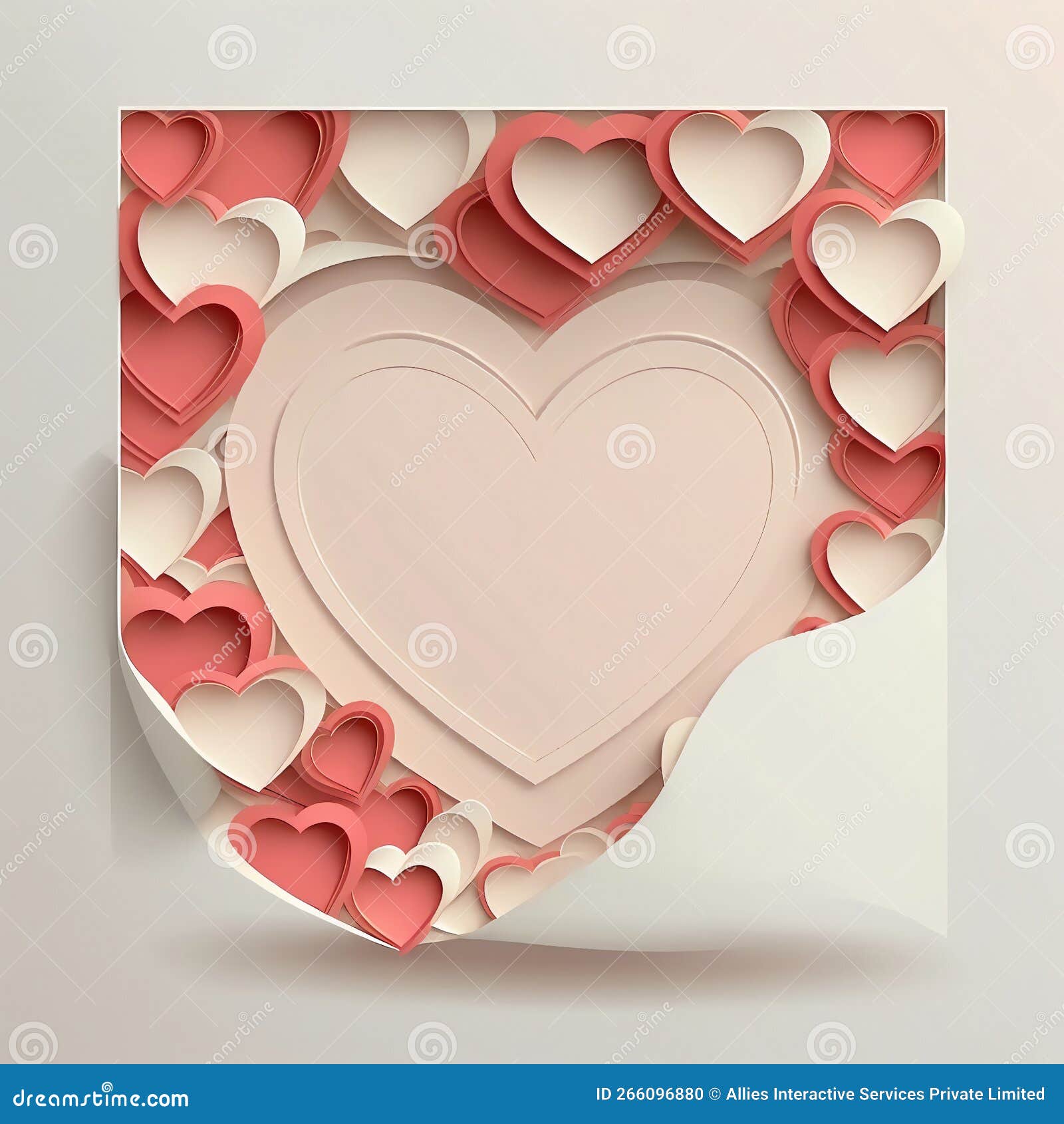 3D Render of Soft Color Paper Hearts Inside Envelope Stock Illustration