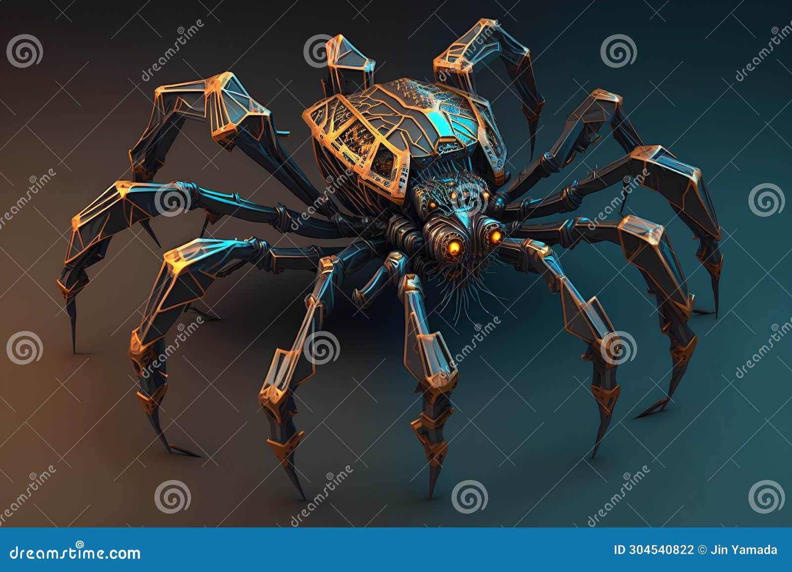 3d render of spider  on black background. halloween concept.