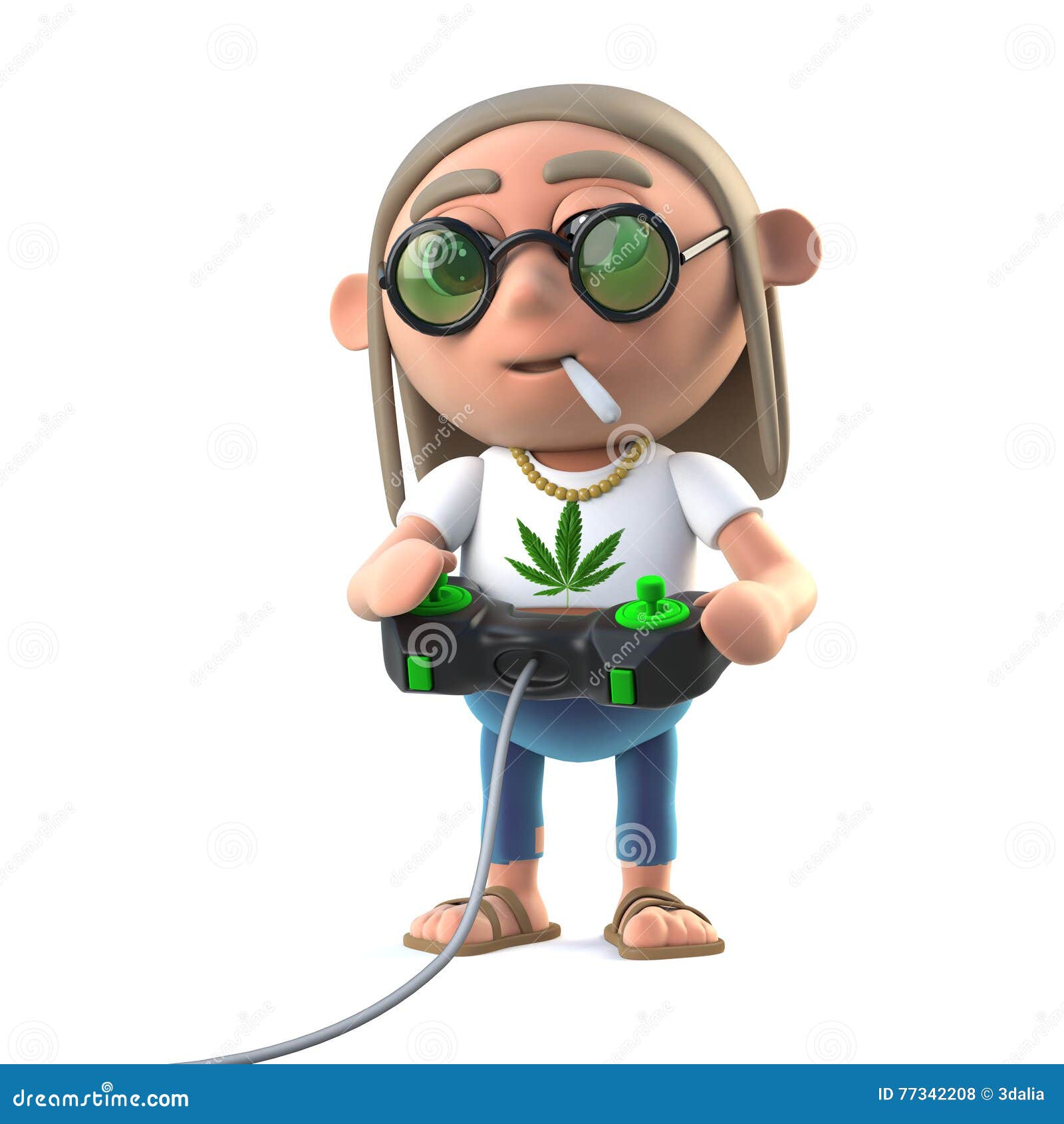 3d Hippie Stoner Playing a Video Game Stock Vector - Illustration of  psychedelic, render: 77342208