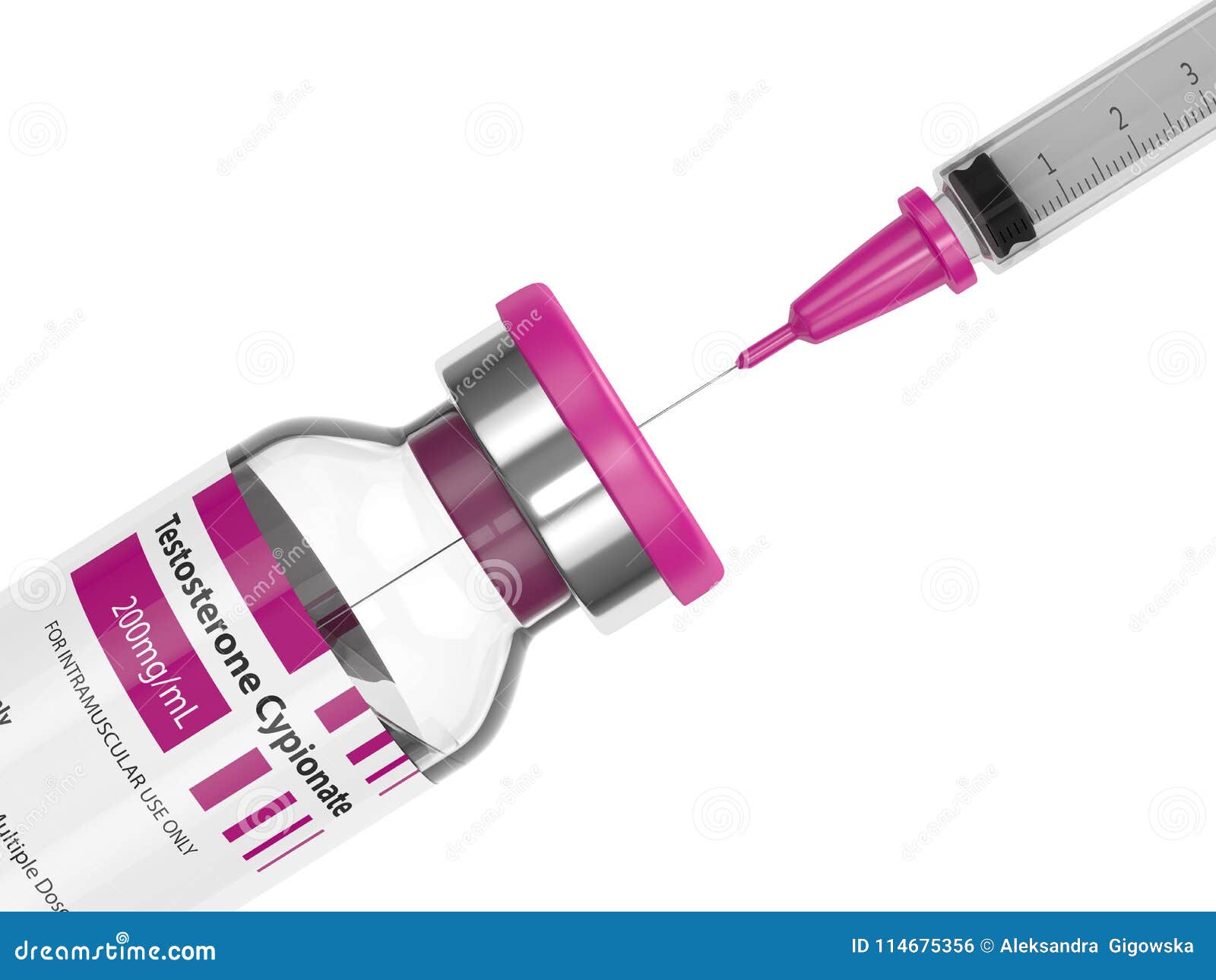 3d render of testosterone cypionate with syringe