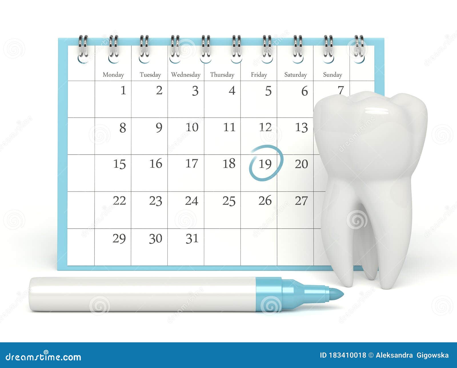 Dentist Appointment Booked For Dental Work On Teeth 3d Illustration