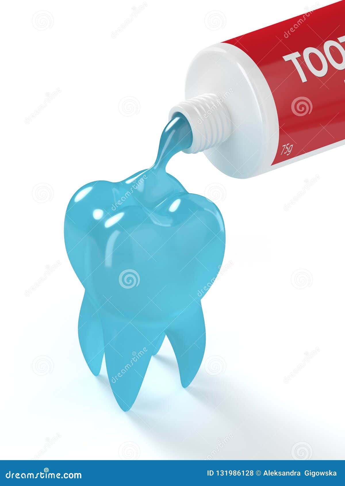 3d Render Of Toothpaste Cleaning Teeth Over White Stock Photo