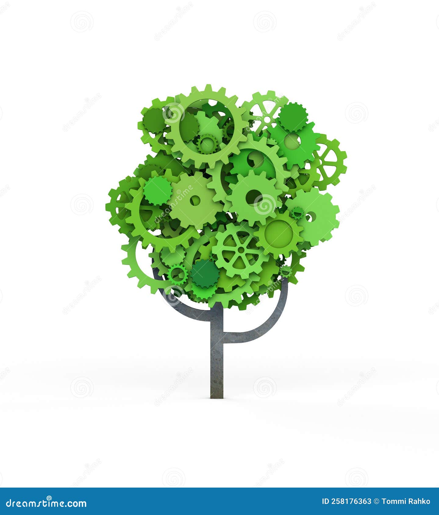 Tree Made of Green Gear. Concept of Green Technology Stock Illustration