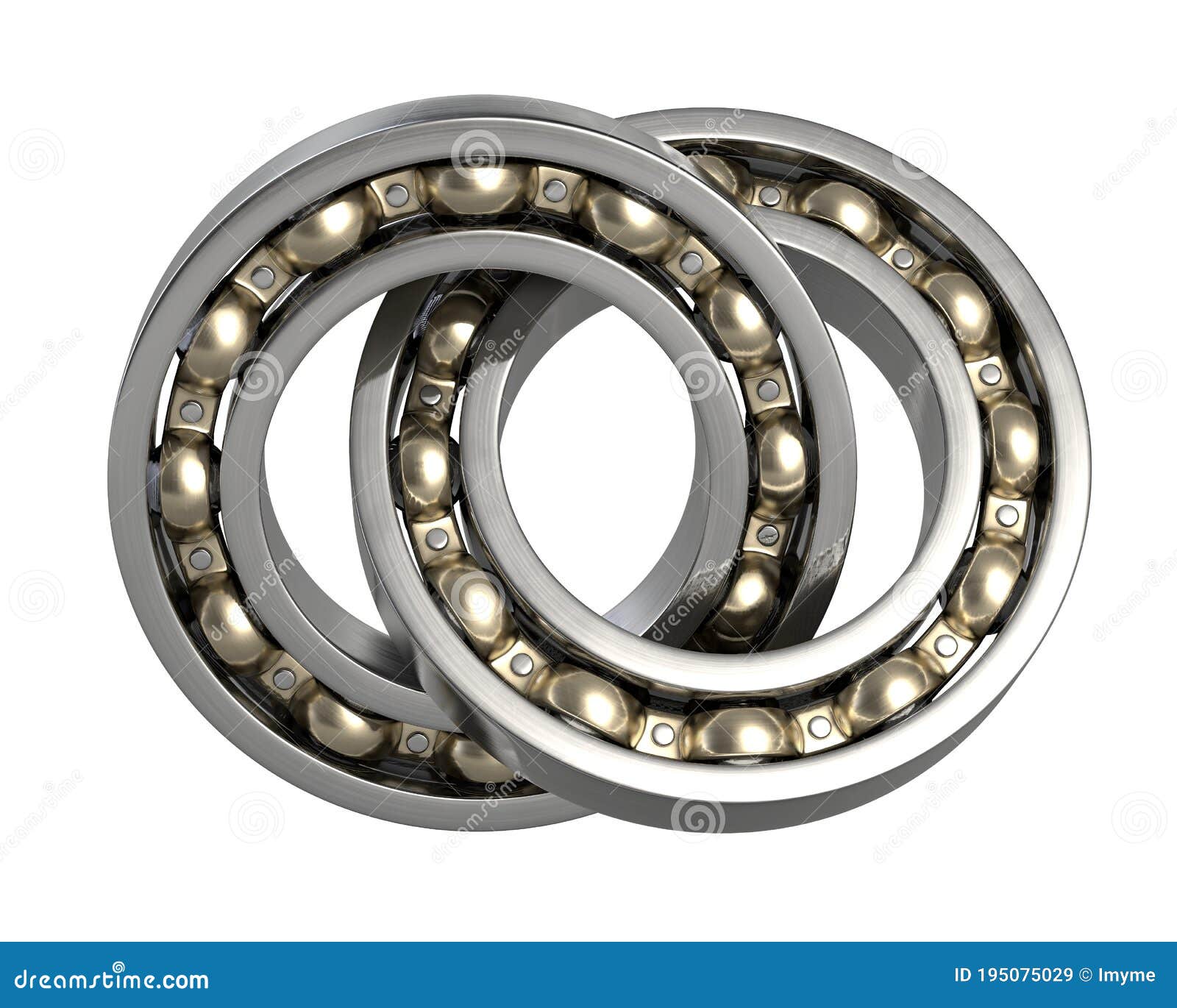 Two Bearings Linked Together On White RoyaltyFree Stock Photography 53758721
