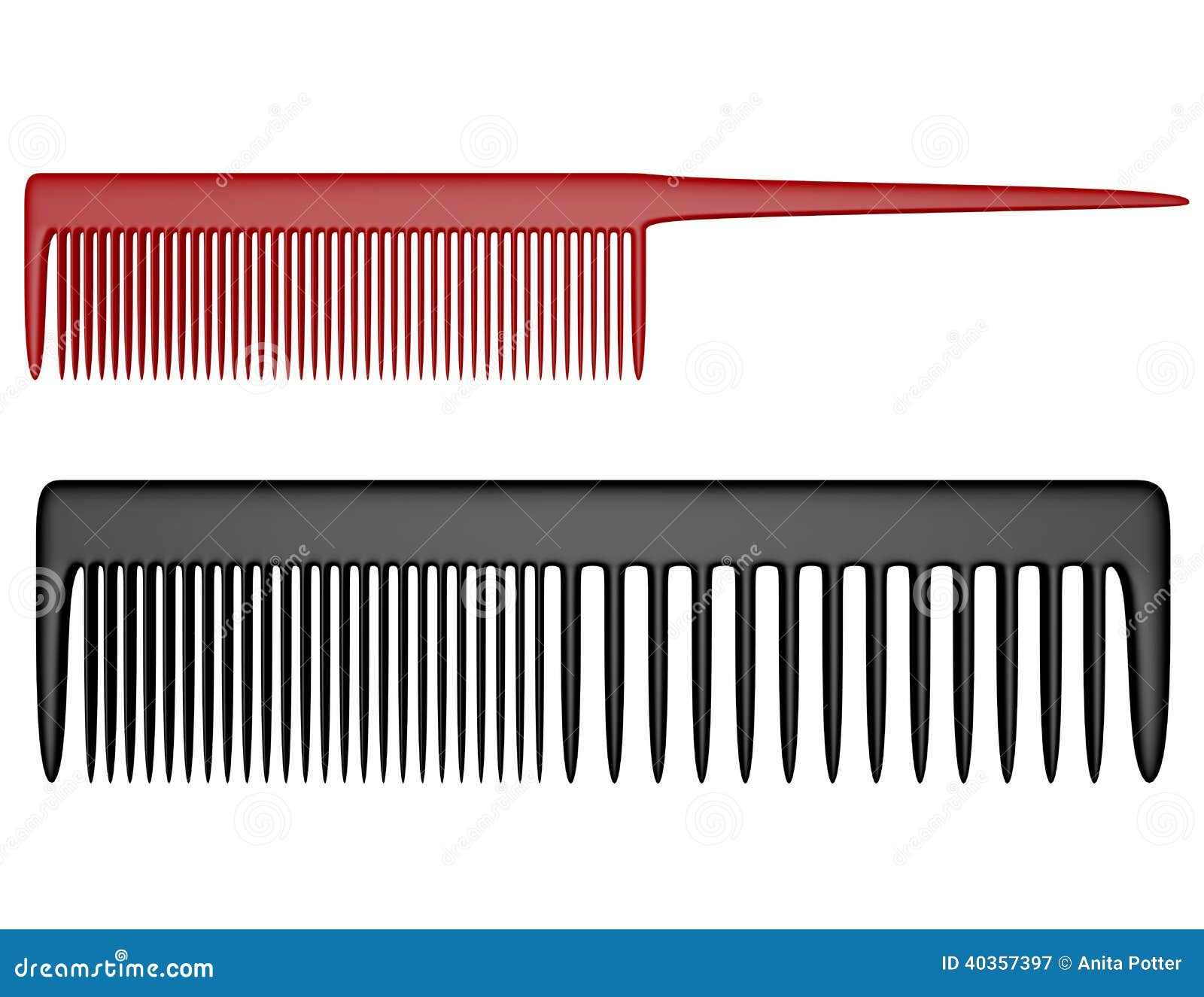 3d Render of Two Types of Combs Stock Illustration Illustration of