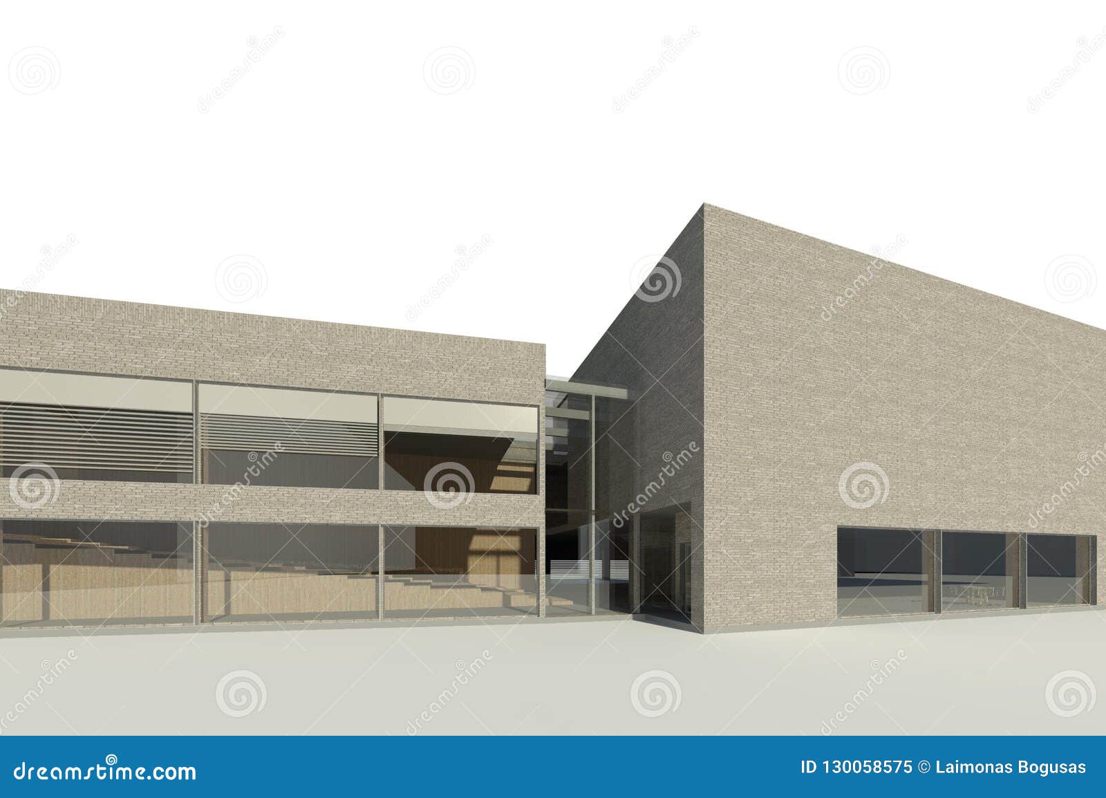 bim 3d render - view to the modern building