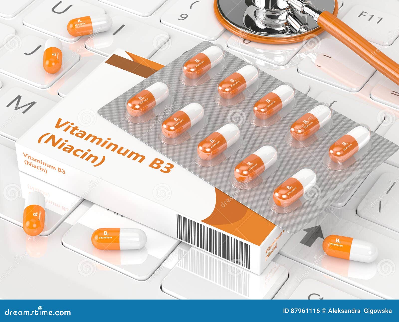 3d Render of Vitamin B3 Pills in Box Stock Illustration Illustration