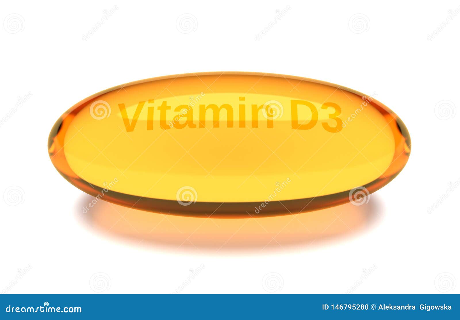 3d Render of Vitamin D3 Capsule Over White Stock Illustration