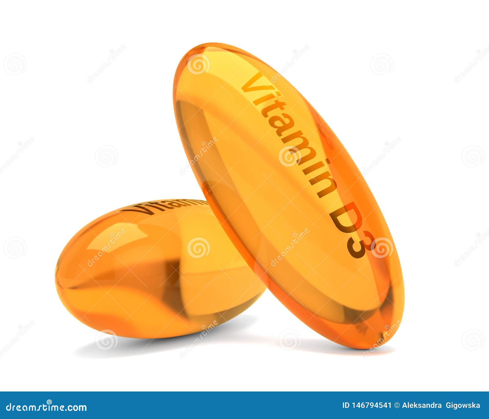 3d Render of Vitamin D3 Capsules Over White Stock Illustration