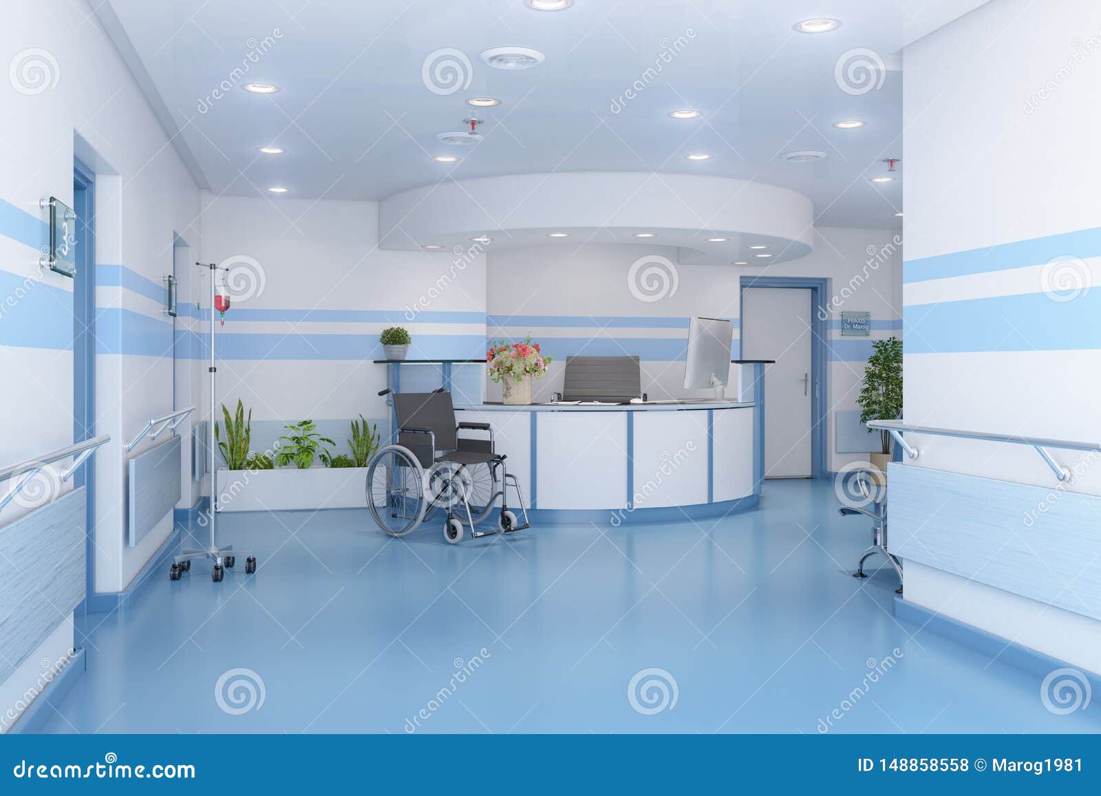 3d Render of a Waiting Room in a Doctors Practice Stock Illustration