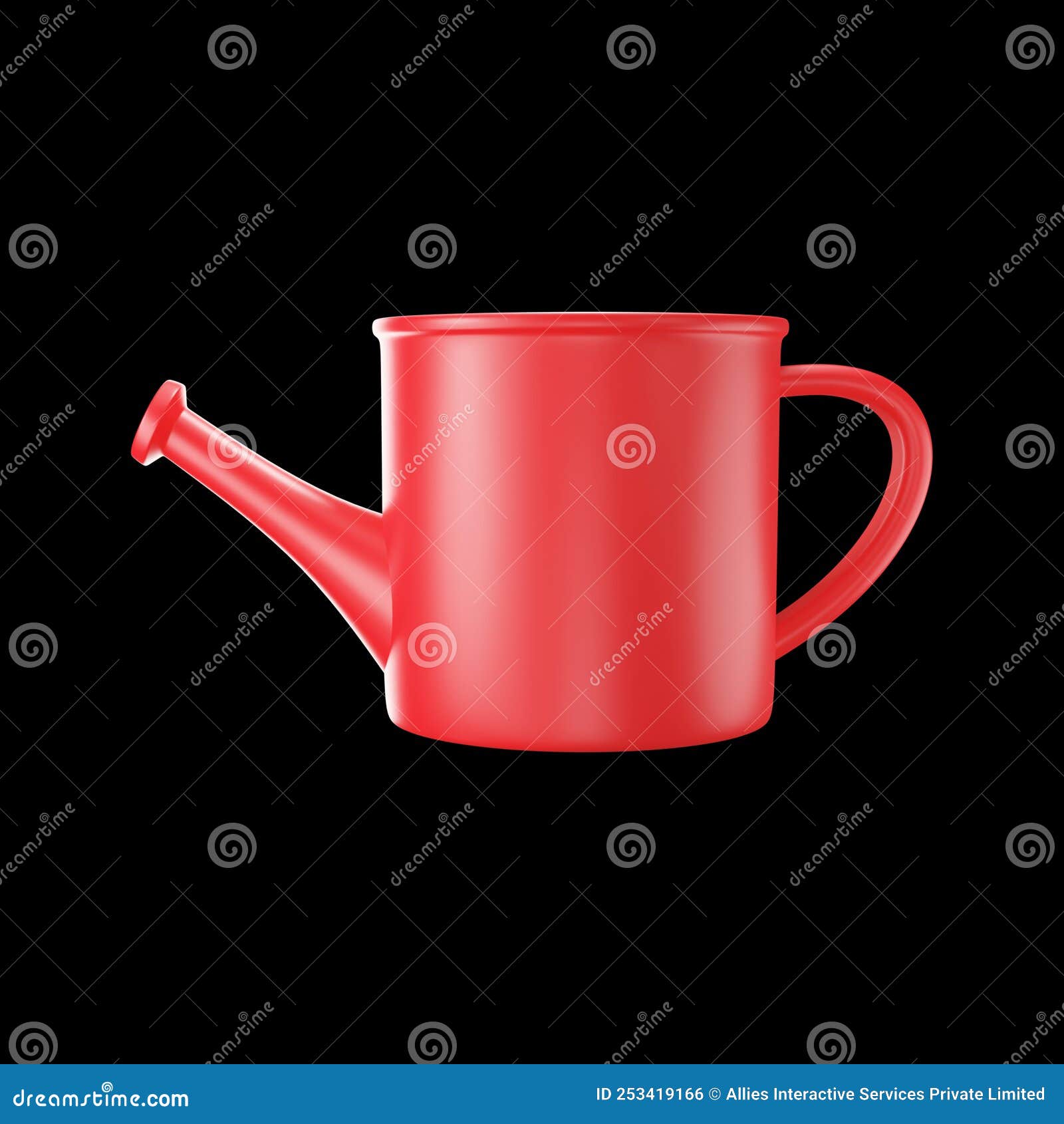 3D Render of Watering Pot or Can Element in Red Stock Illustration