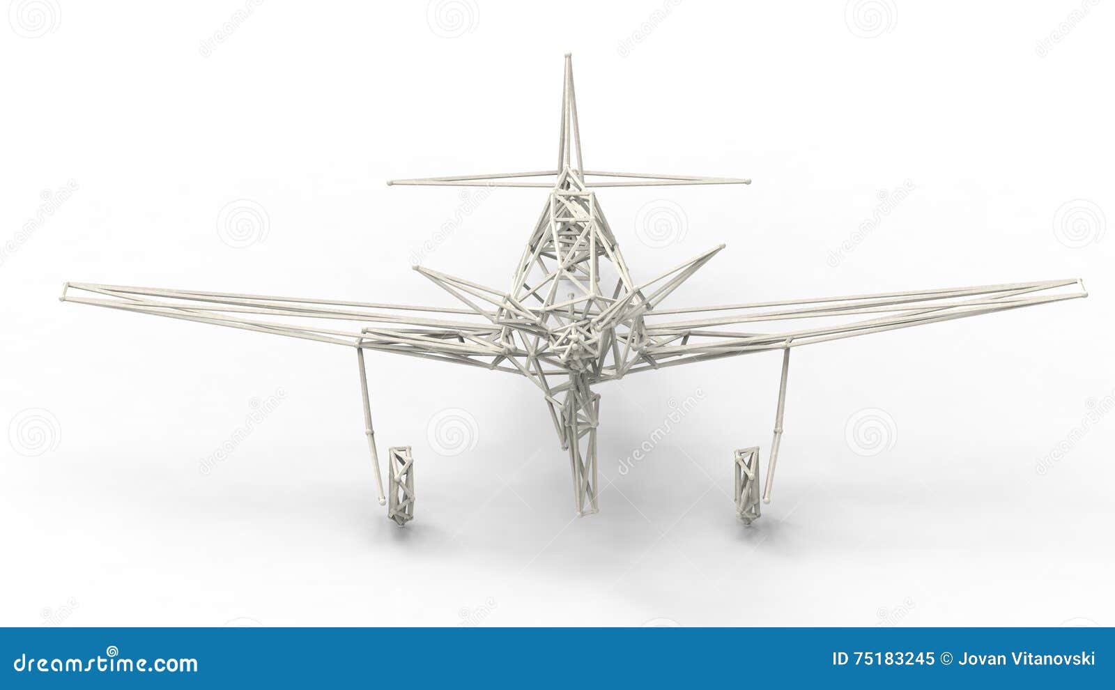 3d Render Wire Frame Model of Airplane with Lattice Effect Stock Illustration Illustration