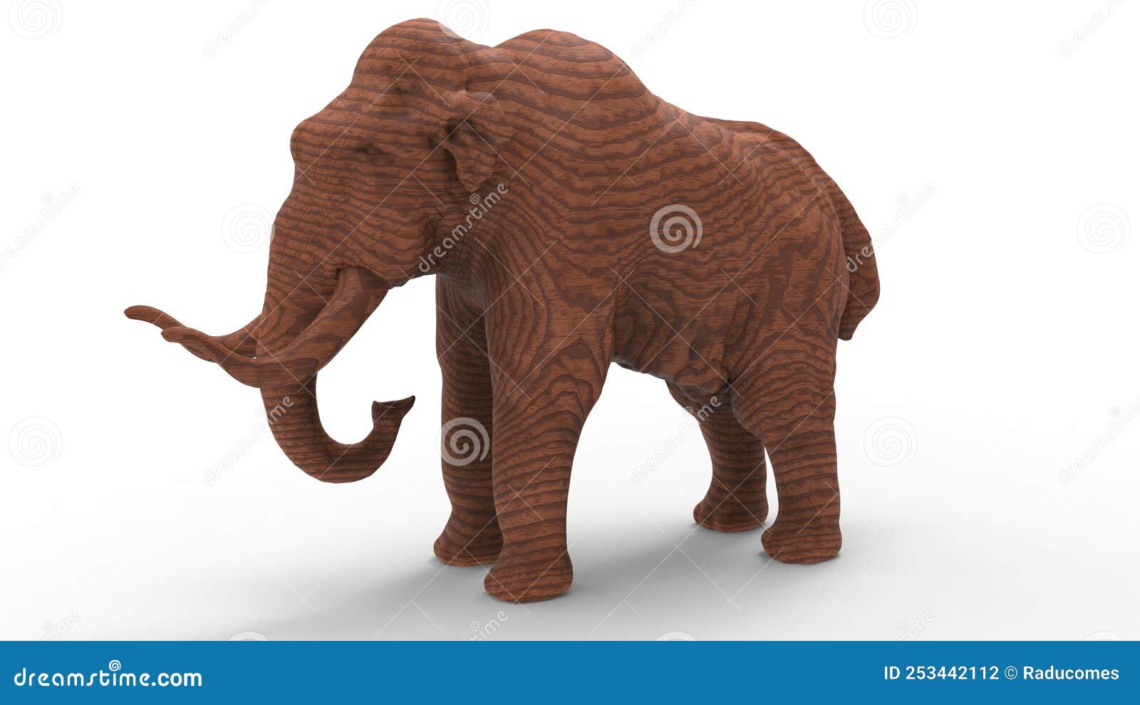 3D Render - Wooden Wooly Mammoth Statuette Royalty-Free Illustration | CartoonDealer.com #253442112
