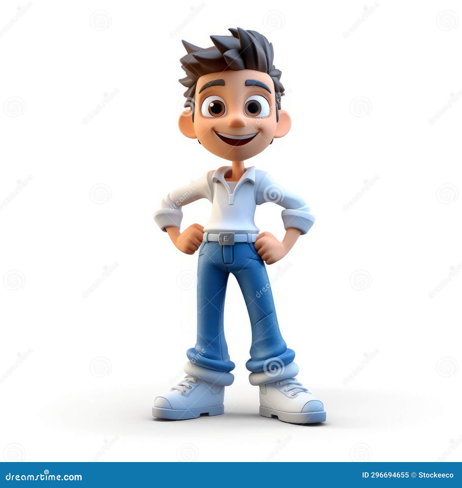 high-quality 3d cartoon boy model with youthful energy