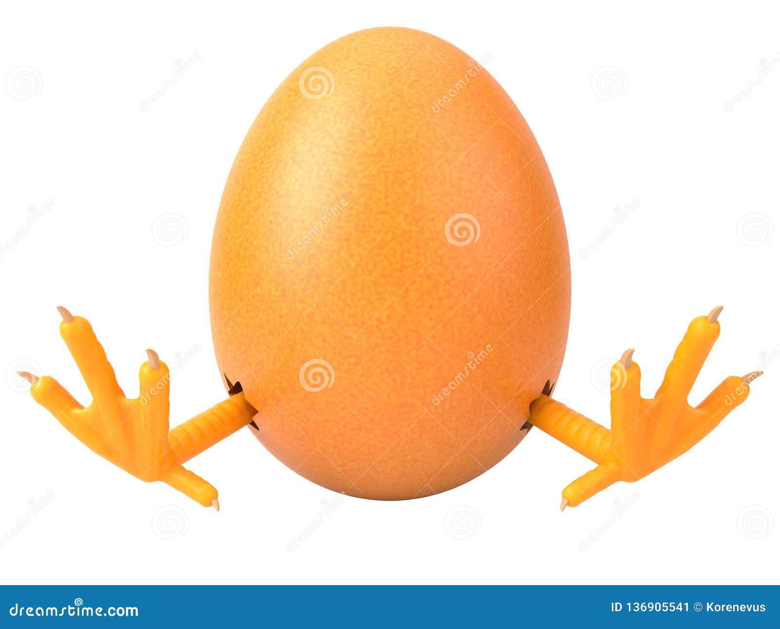 3d Rendered Chicken Egg with Legs on Isolated White Background Stock
