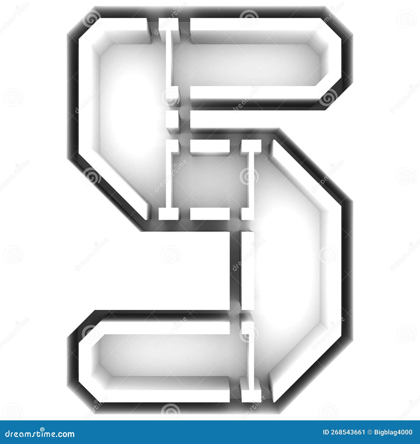 3d rendered .bulged-in effect number.indented art font.