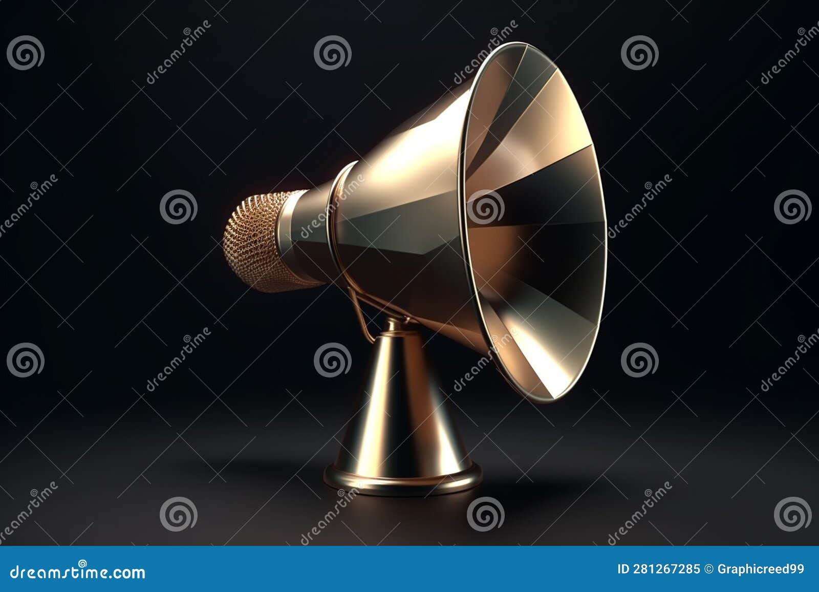 Ai Generative Megaphone Isolated on Black Background. 3d Render