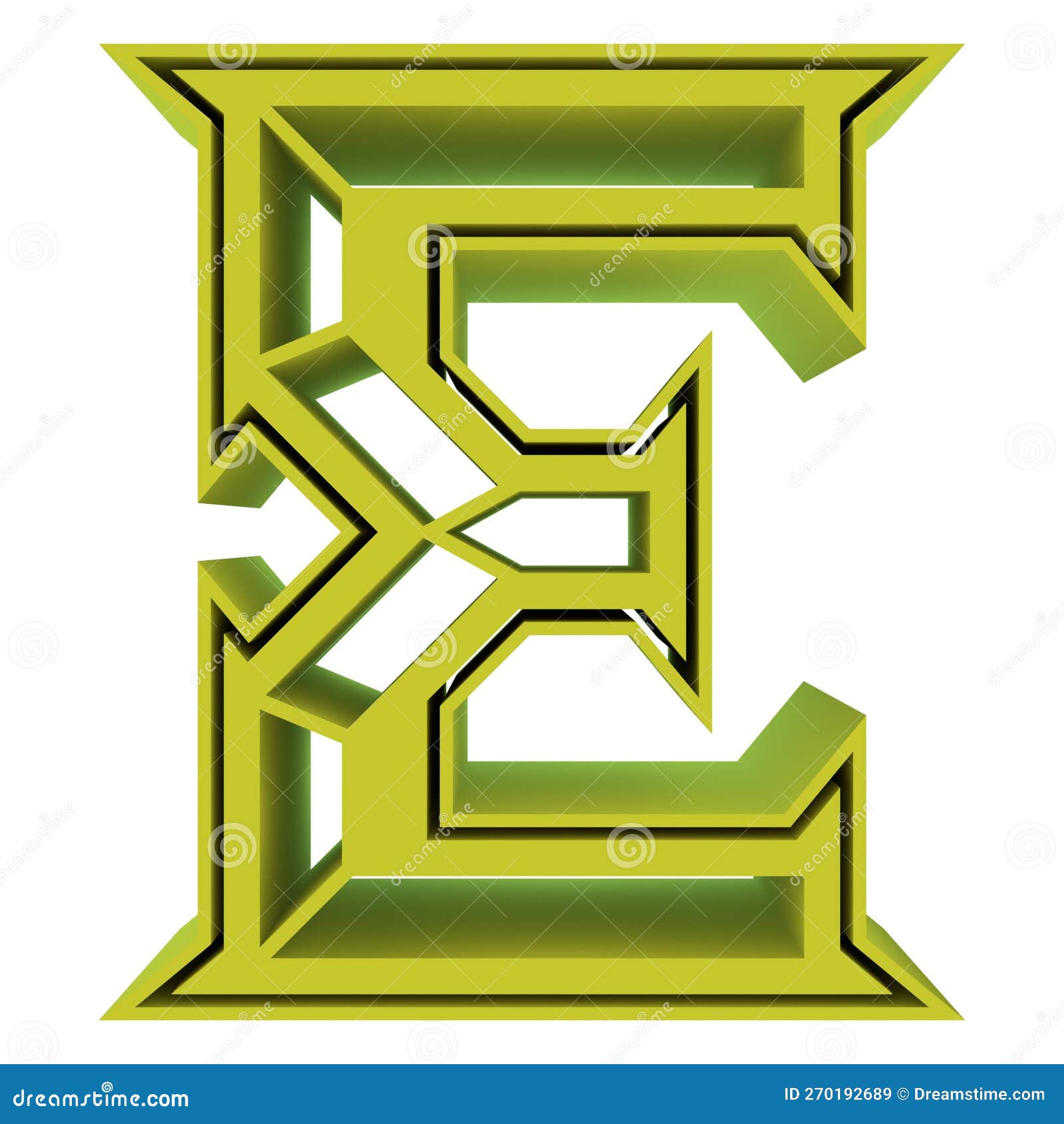 3D Rendered Illustration.Greenish-yellow Decorative Letter.Custom Art ...