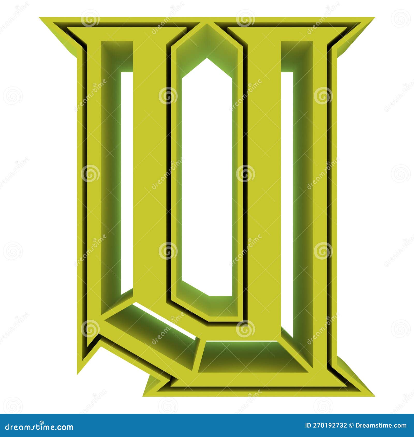 3D Rendered Illustration.Greenish-yellow Decorative Letter.Custom Art ...