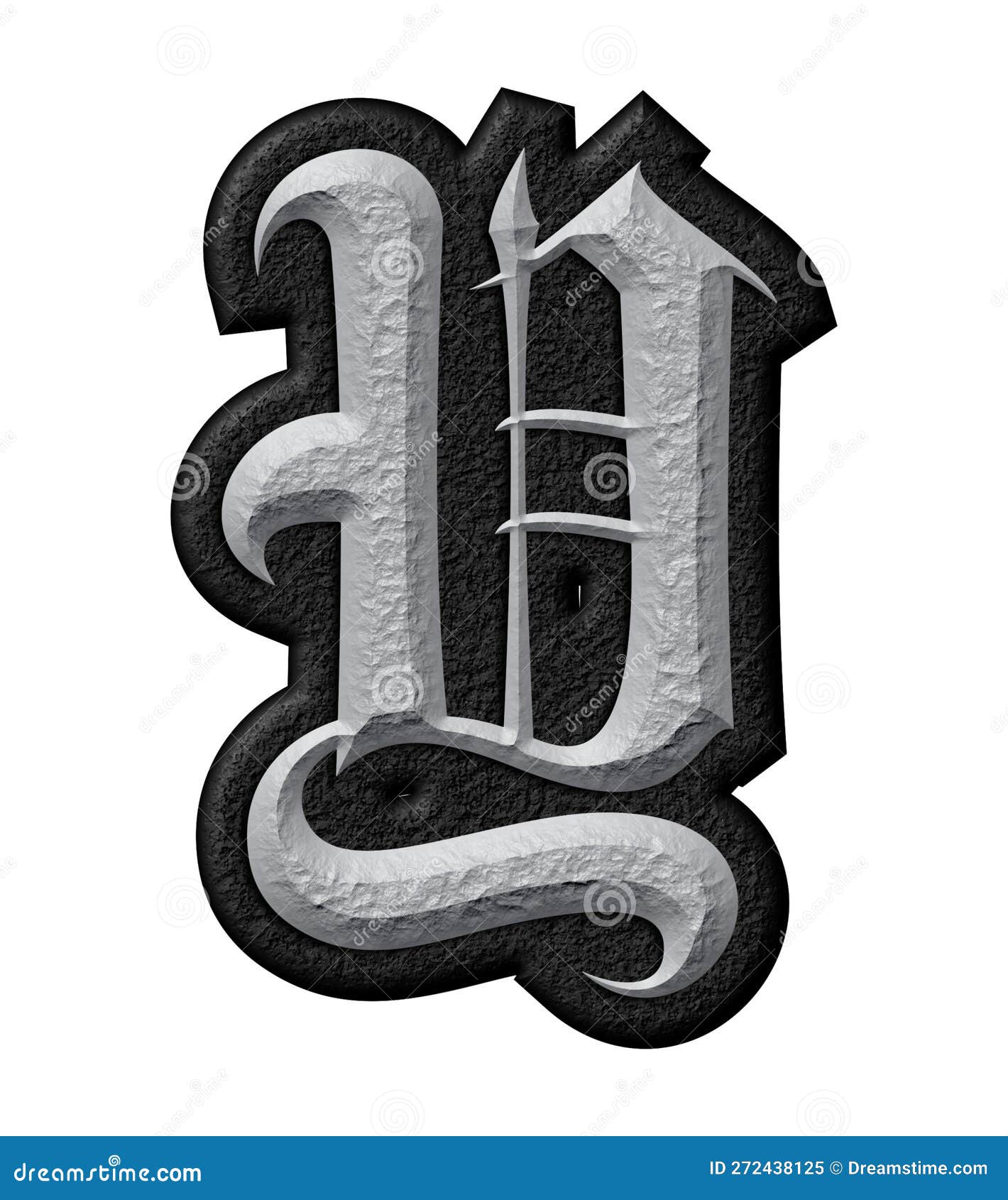 3D Rendered Illustration.Grungy Gothic Letter.Art Blackletter Font ...