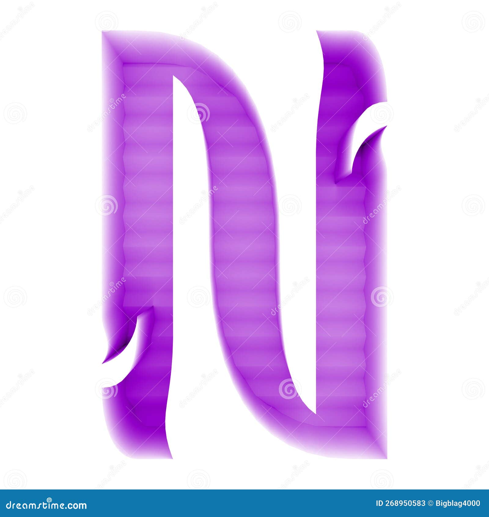 3D Rendered Illustration.Indented Decorative Letter.Custom Art Font ...