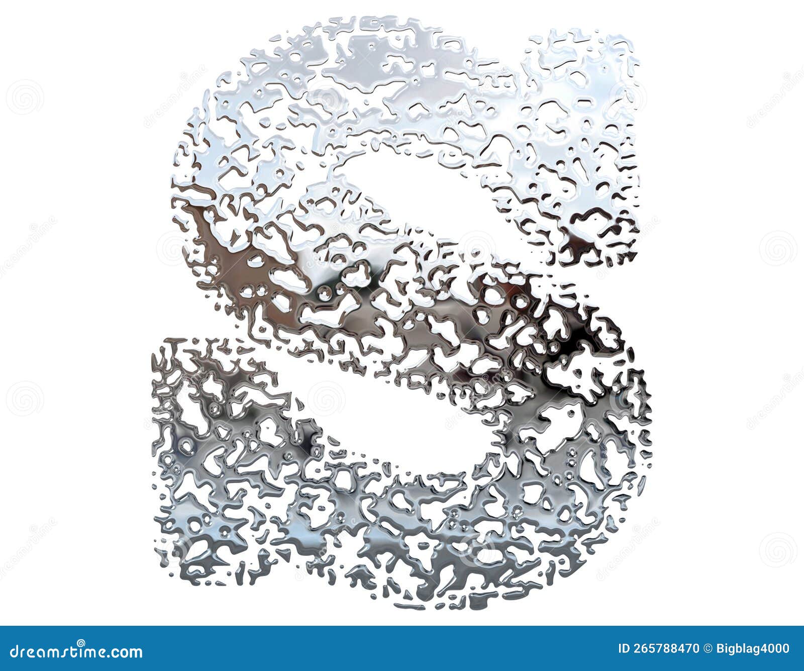 3d Rendered Illustrationliquid Metal Fontmercury Blobs Letter Stock