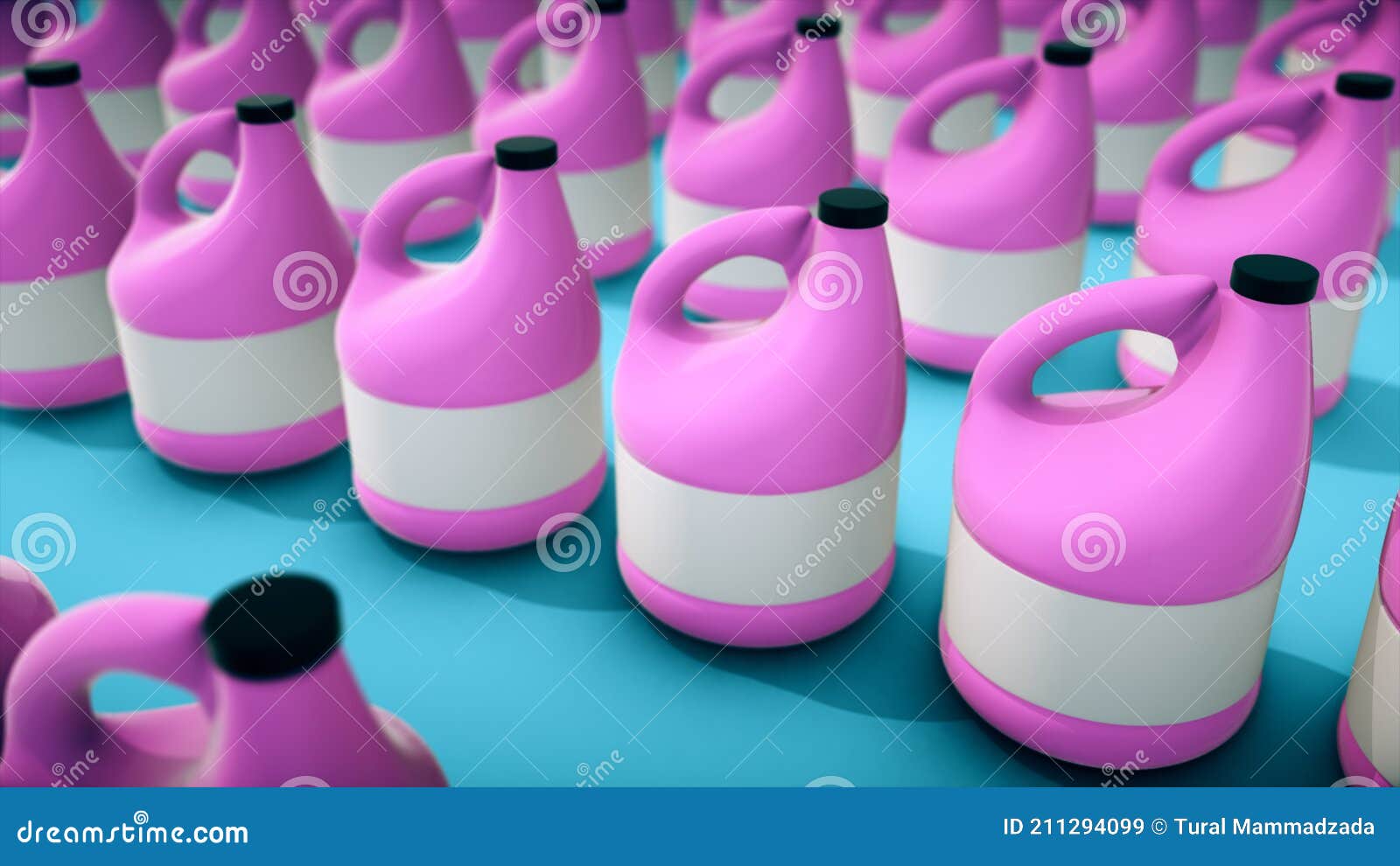 3d Rendered Illustration of Multiple Plastic Bottle for Laundry