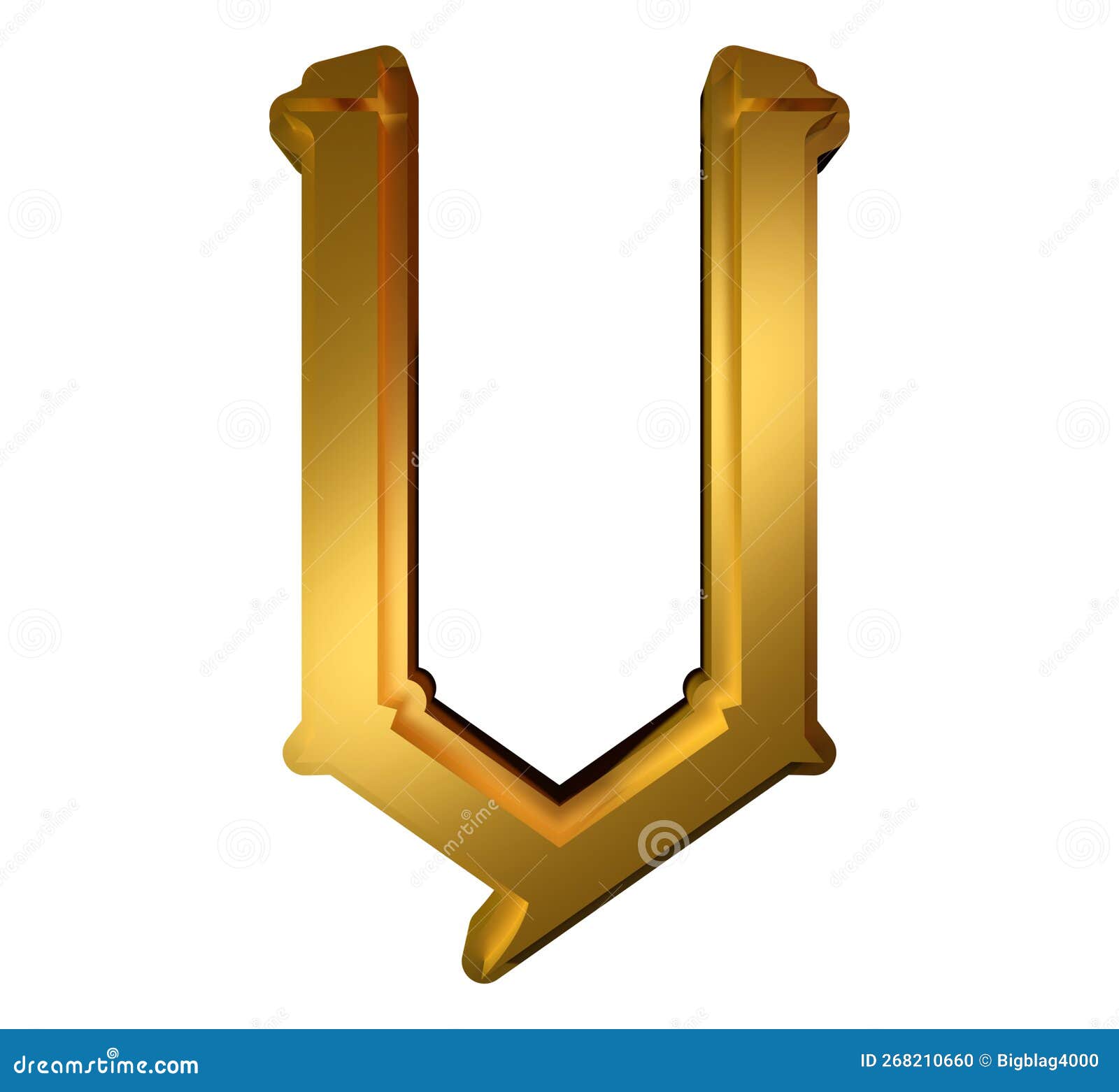 3D Rendered Illustration.Vintage Golden Letter Isolated on White ...