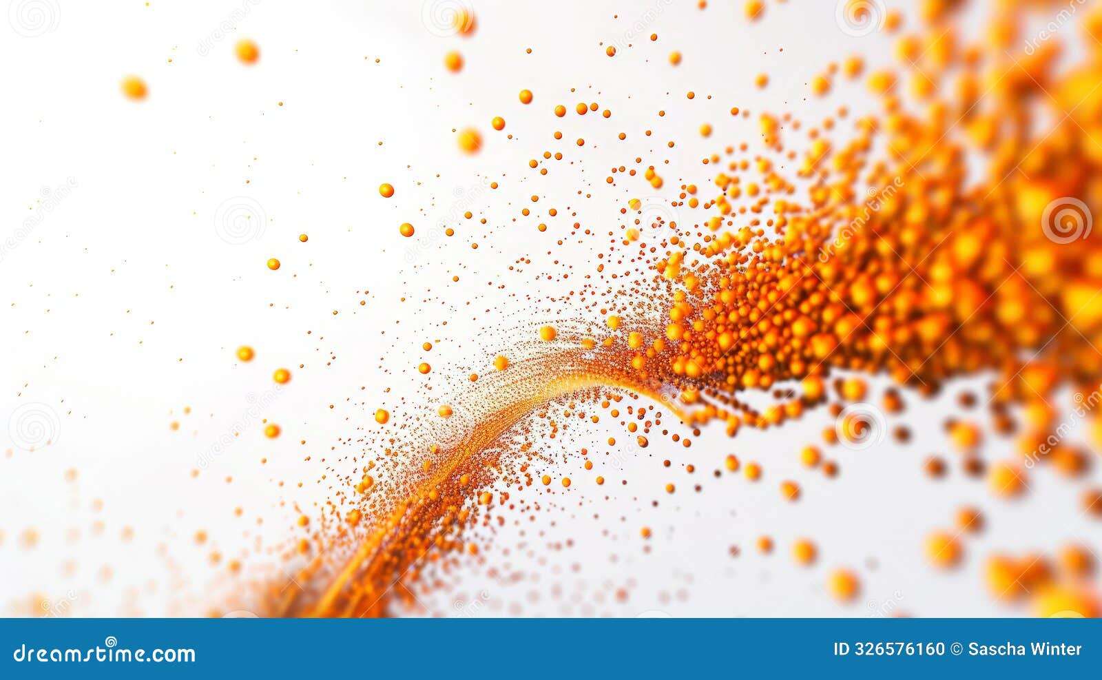 this 3d-rendered image features an abstract  composed of orange dot particles set against a white background. the dynamic