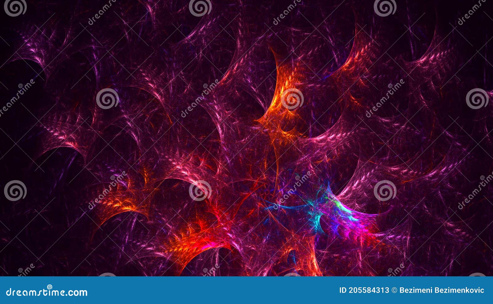 3D Rendering Abstract Multicolor Fractal Light Background Stock