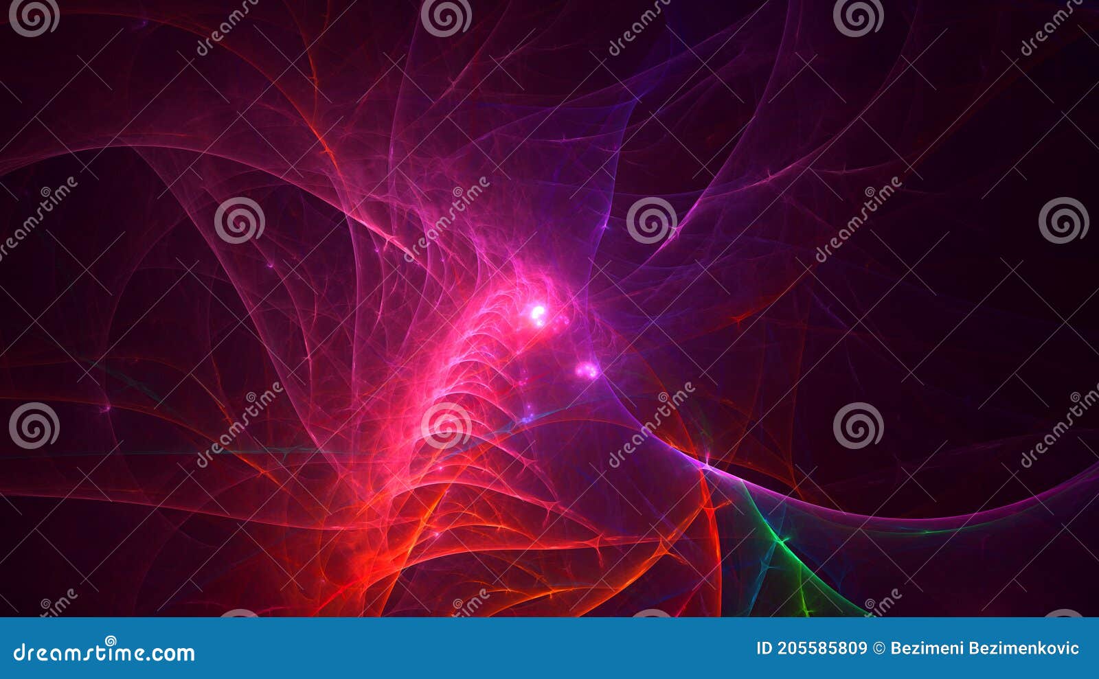 3D Rendering Abstract Multicolor Fractal Light Background Stock