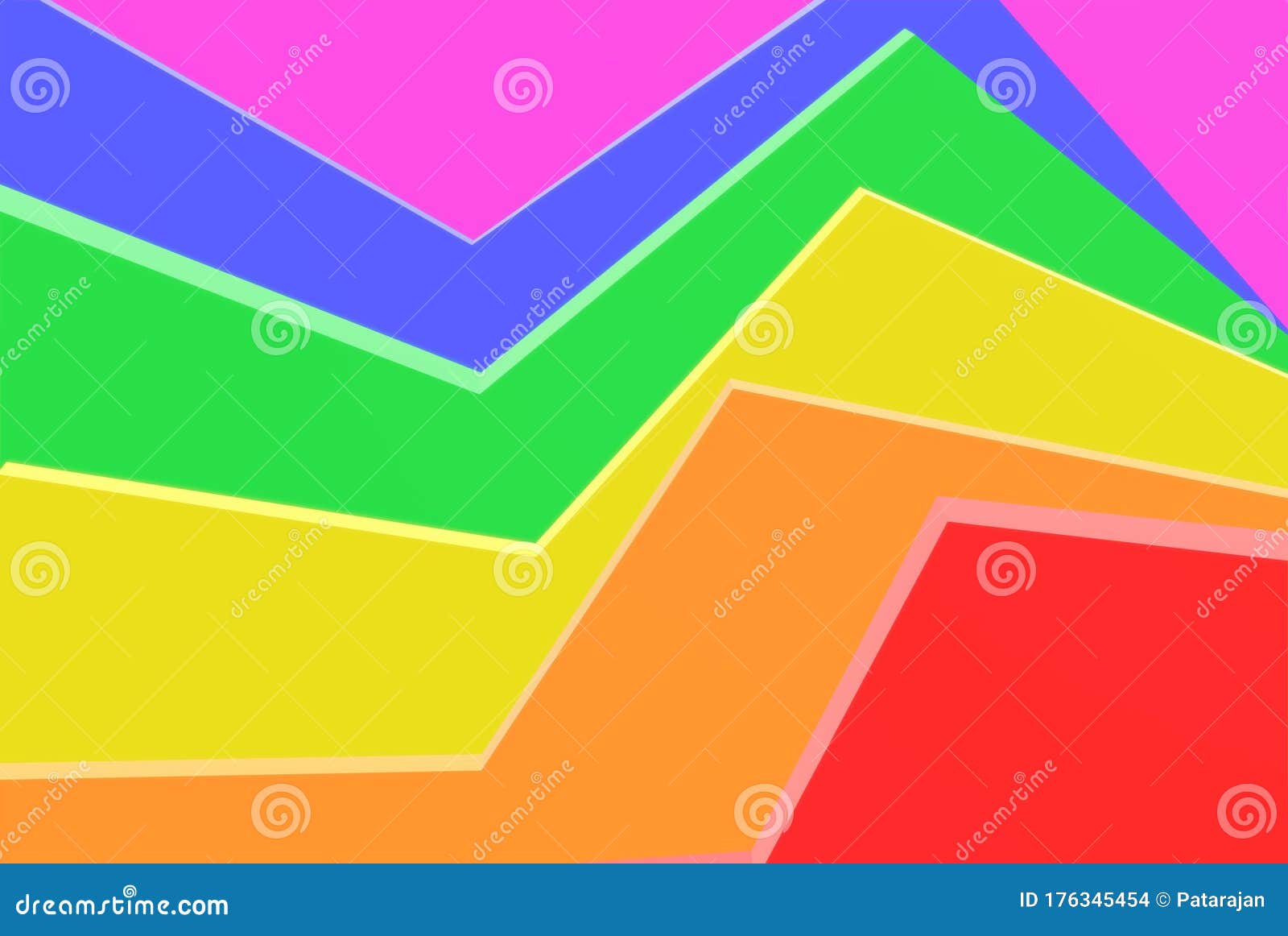 3d rendering. abstract rainbow or lgbt colorful panels triangle curve art graphic background.