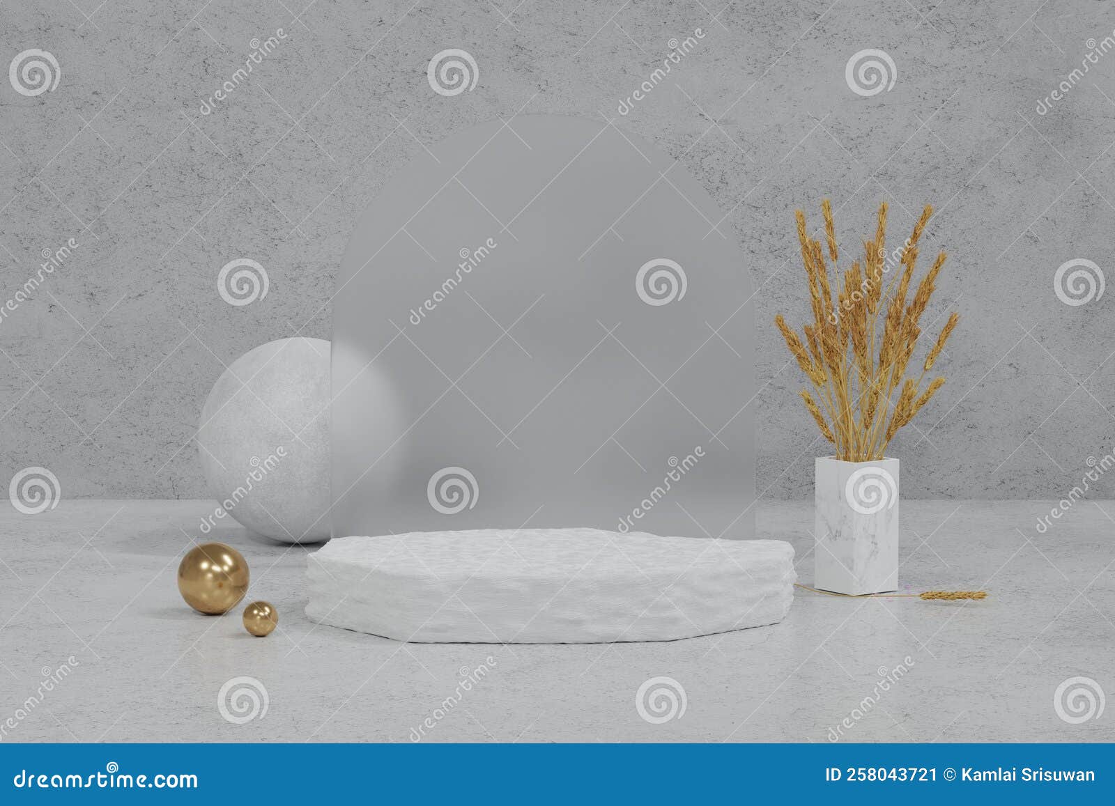 3d rendering abstract stone platform podium product presentation luxury white and gold