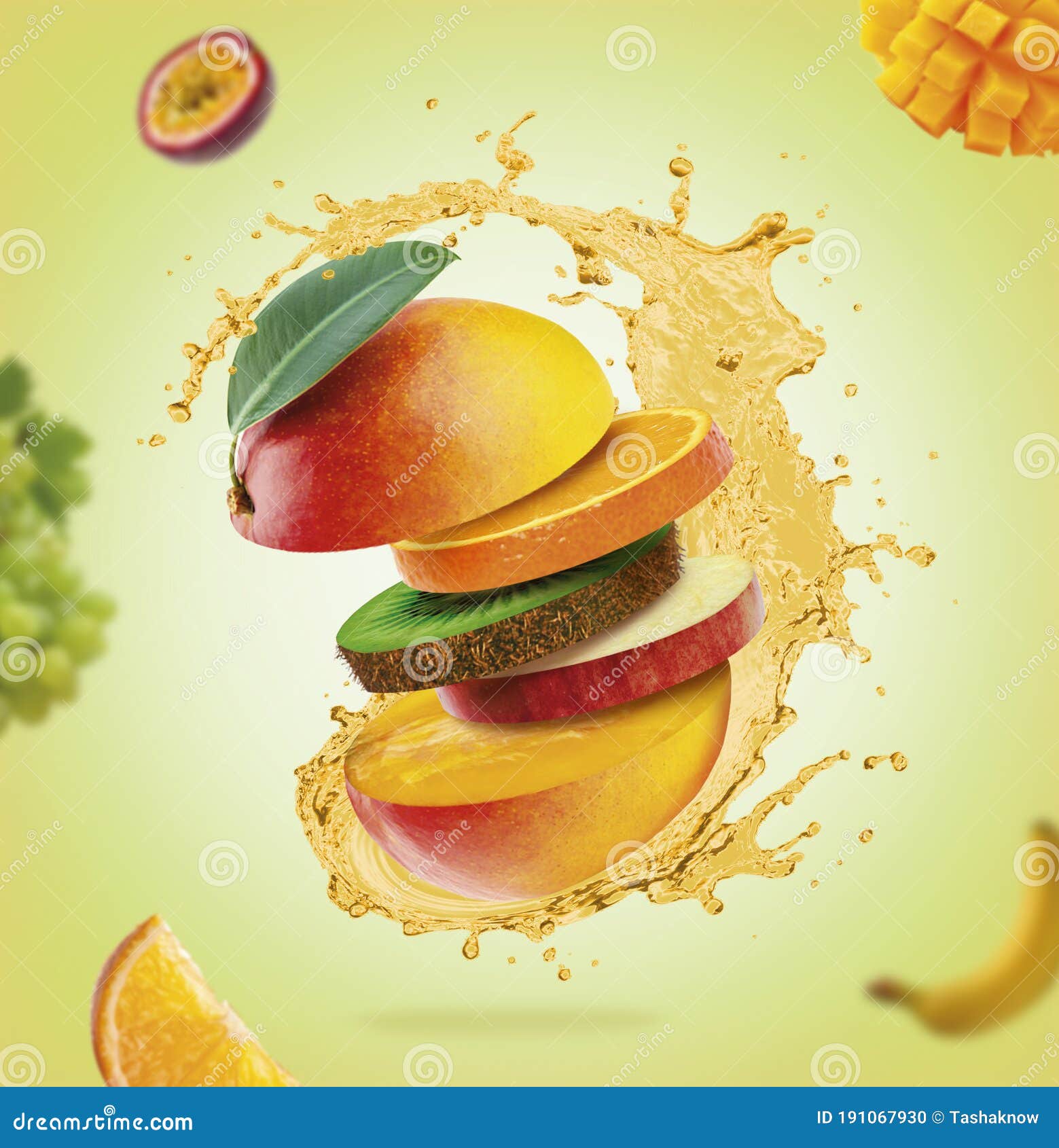 3D Rendering for Advertising Juice from a Mixture of Different Fruits