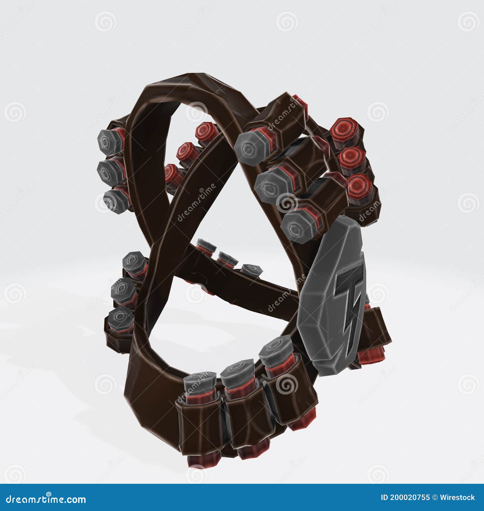 3D Rendering of an Ammunition Belt for Wearing on Chest Stock