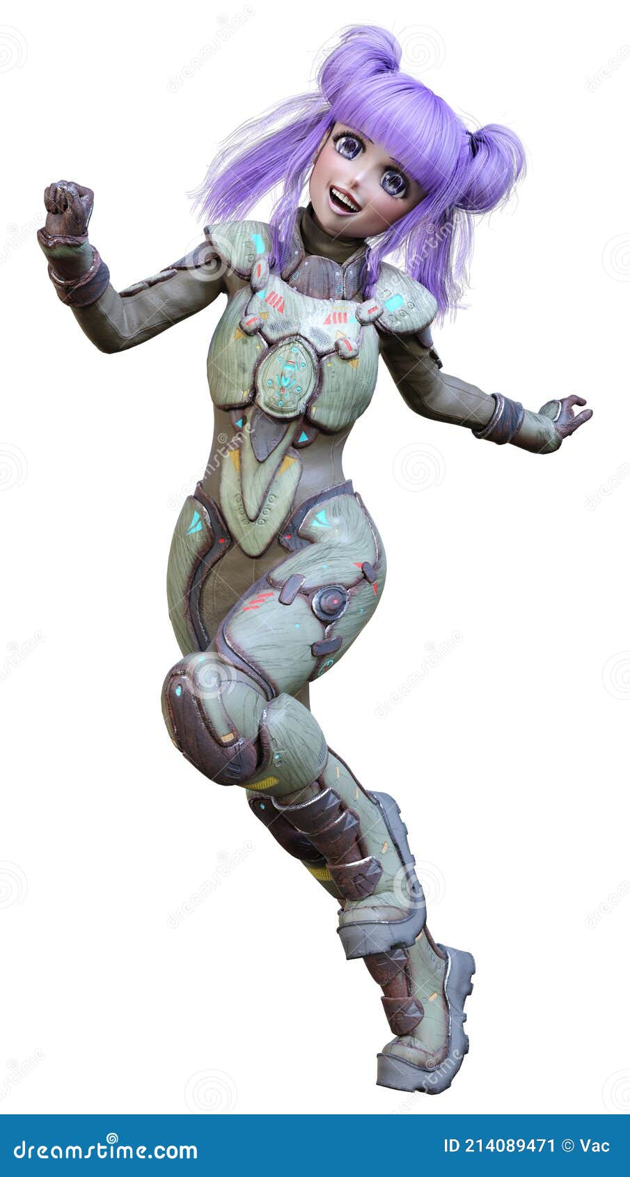 3D Rendering Anime Space Girl on White Stock Illustration - Illustration of  young, superhero: 214089480