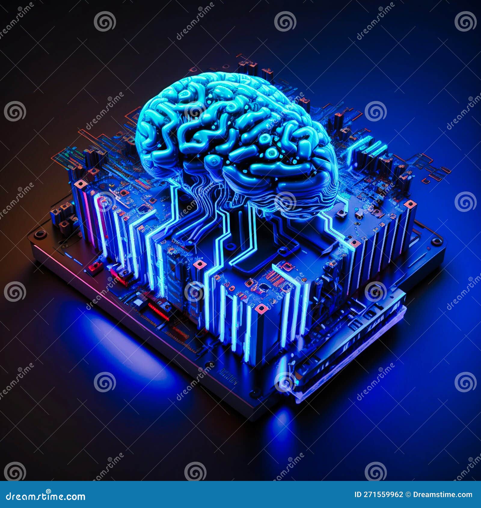 3D Rendering of Artificial Intelligence Hardware, Generative AI