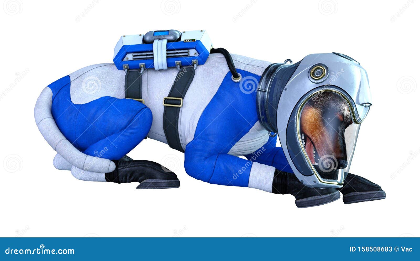 3d rendering astronaut dog on white