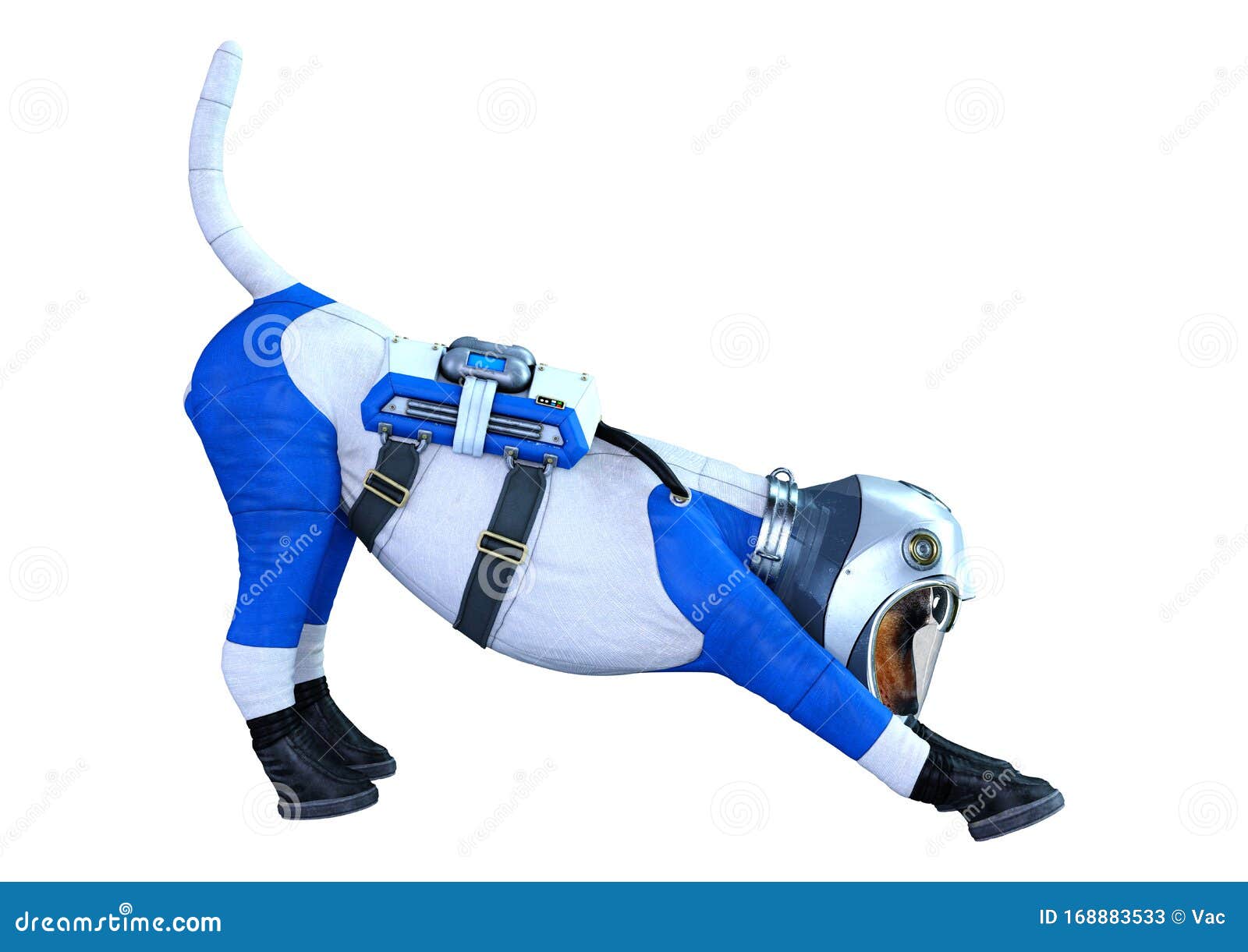 3d rendering astronaut dog on white