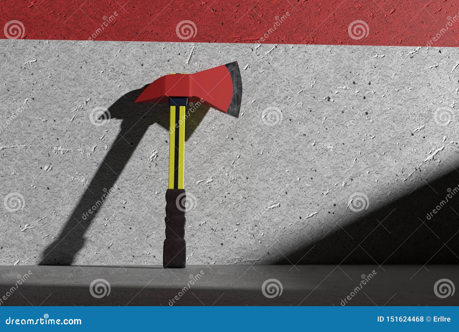Fireman axe on a garage stock illustration. Illustration of tool