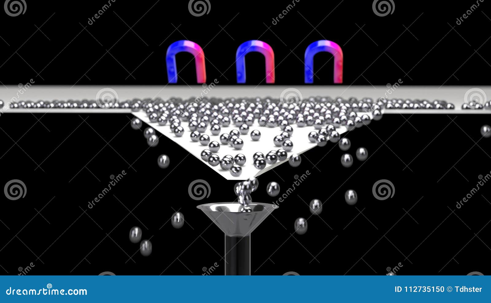 3D Rendering of Balls Arrange with and Funnel Conversion Rate