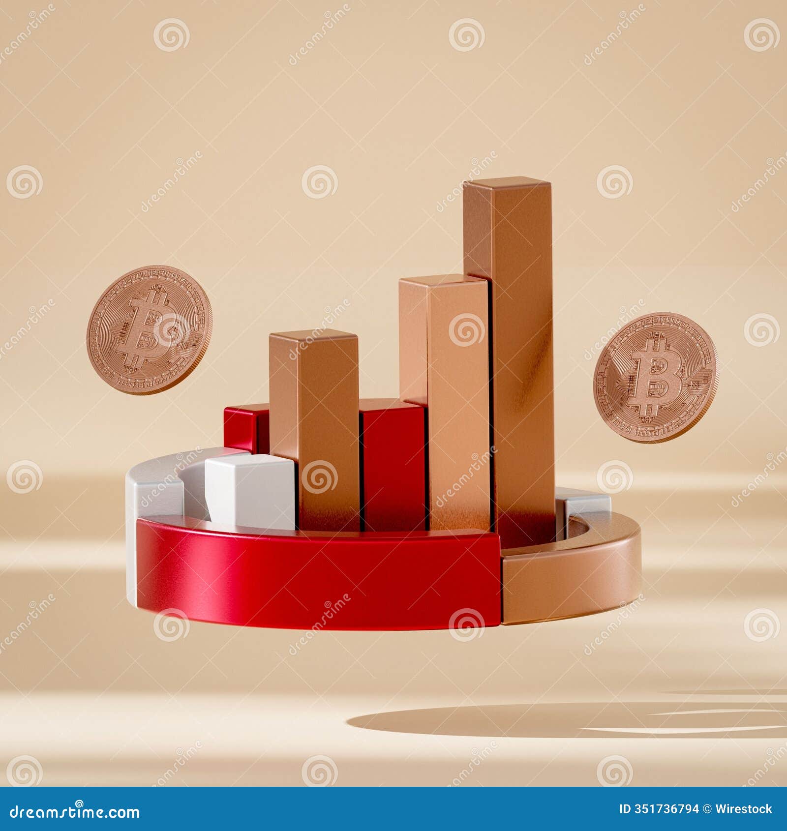 3D Bar Chart with Bitcoin Symbols Stock Illustration - Illustration of graph,  symbol: 351736794