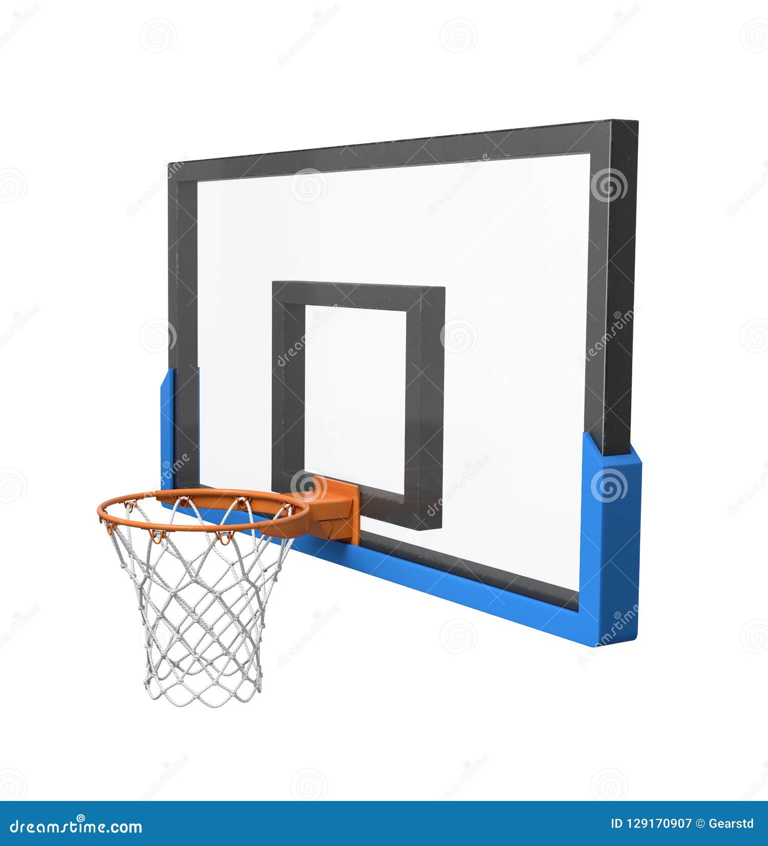 3d Rendering of a Basketball Hoop with an Empty Basket and Transparent